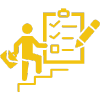 person walking up stairs